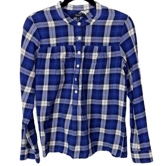 Madewell Tops - Madewell Blue and White Plaid Casual Shirt